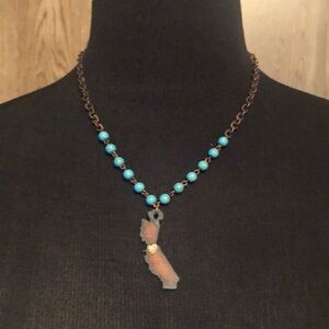 Pretty Teal Beaded California Necklace